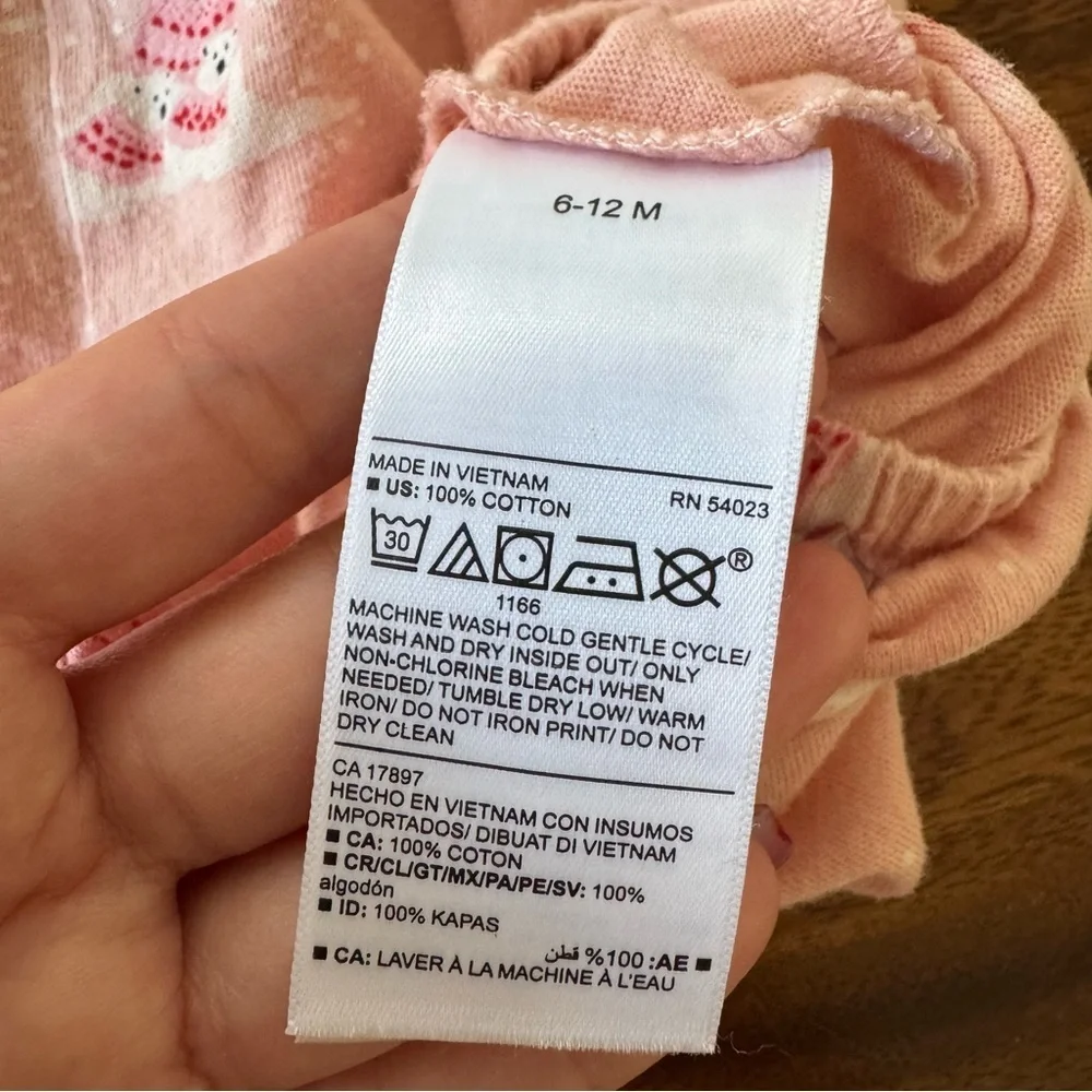 Old Navy Light Pink Polar Bear Cotton Romper 6-12M